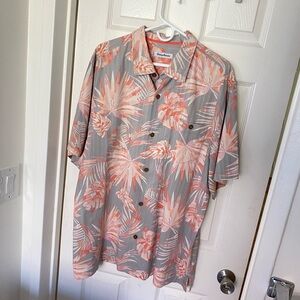 Tommy Bahama Men's Floral Gray and Pink Shirt, Size XXL